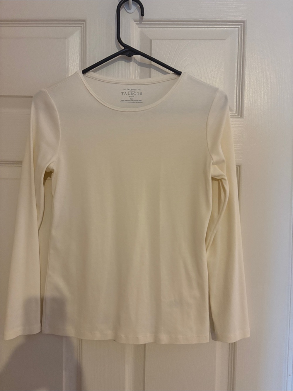 Talbots Women's Ivory Long-Sleeve Crewneck Top